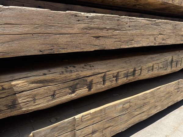 Fireplace Mantel, White Oak Hand Hewn Barn Beam - Image 3